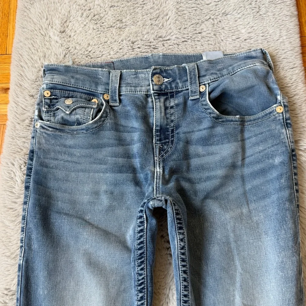 TRUE RELIGION Geno Relaxed Slim Jeans Mens 32x31 Blue World Tour Horseshoe Flap